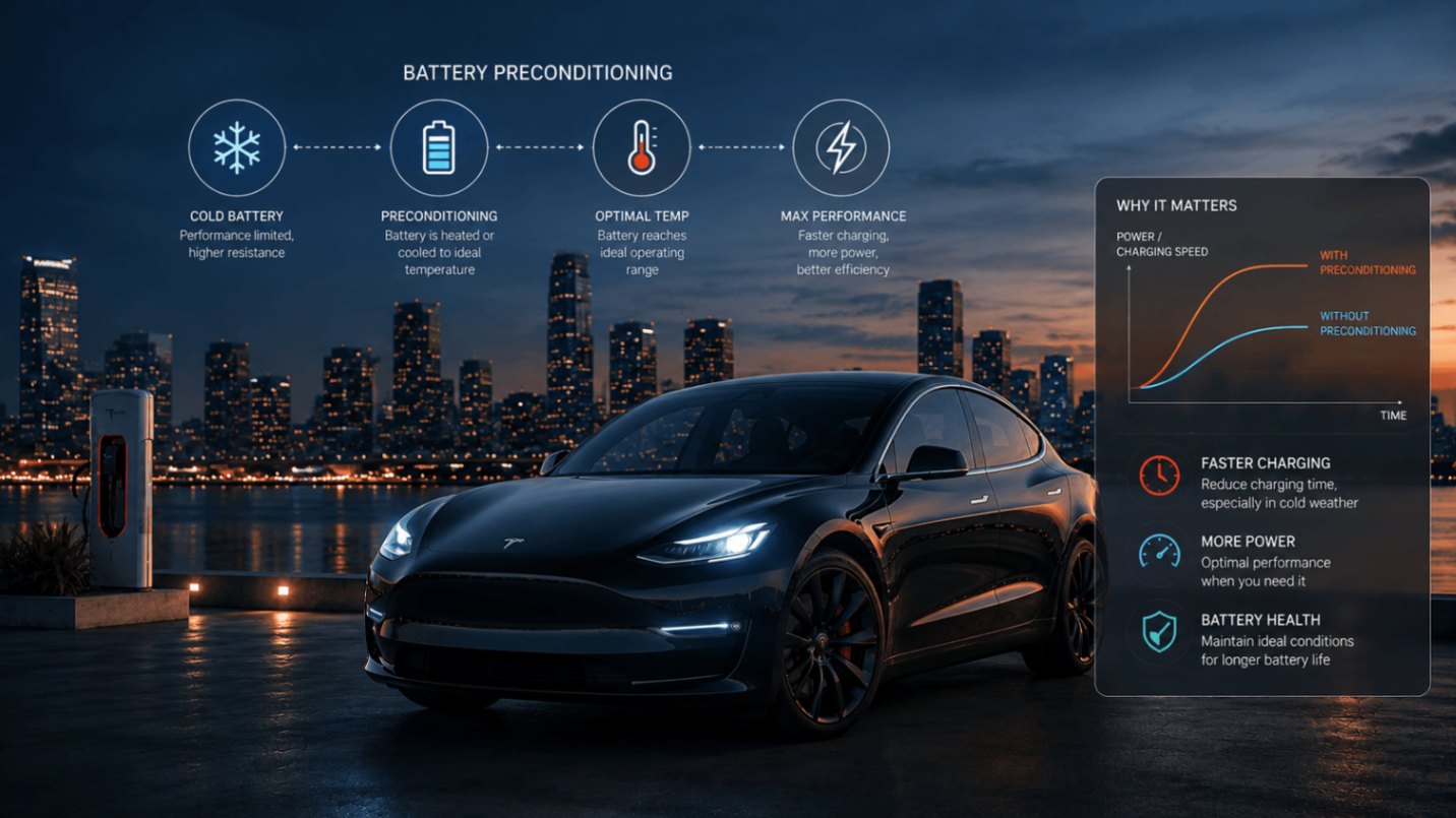 Precondition a Tesla Battery